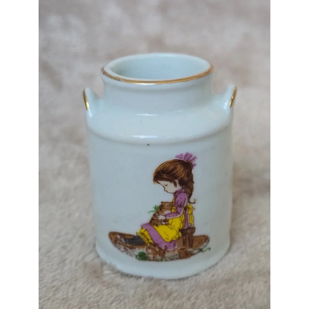 Vintage 1976 Petticoats & Pantaloons Ceramic Miniature Milk Can Toothpick Holder